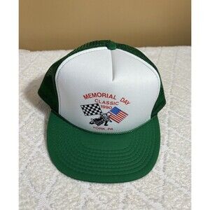 New Vtg Memorial Day Classic 1990 York Pa Mesh Back Trucker Hat Biker Racing USA